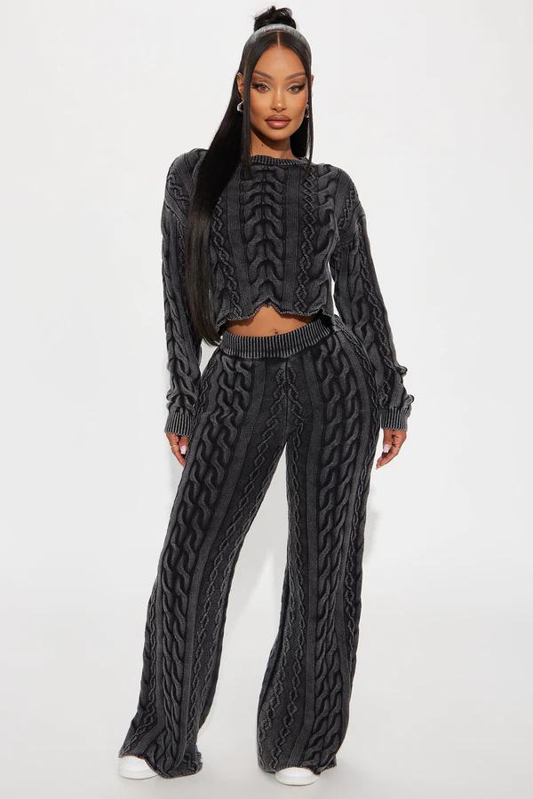 Fashion Nova Ineza Mineral Wash Sweater Pant Set