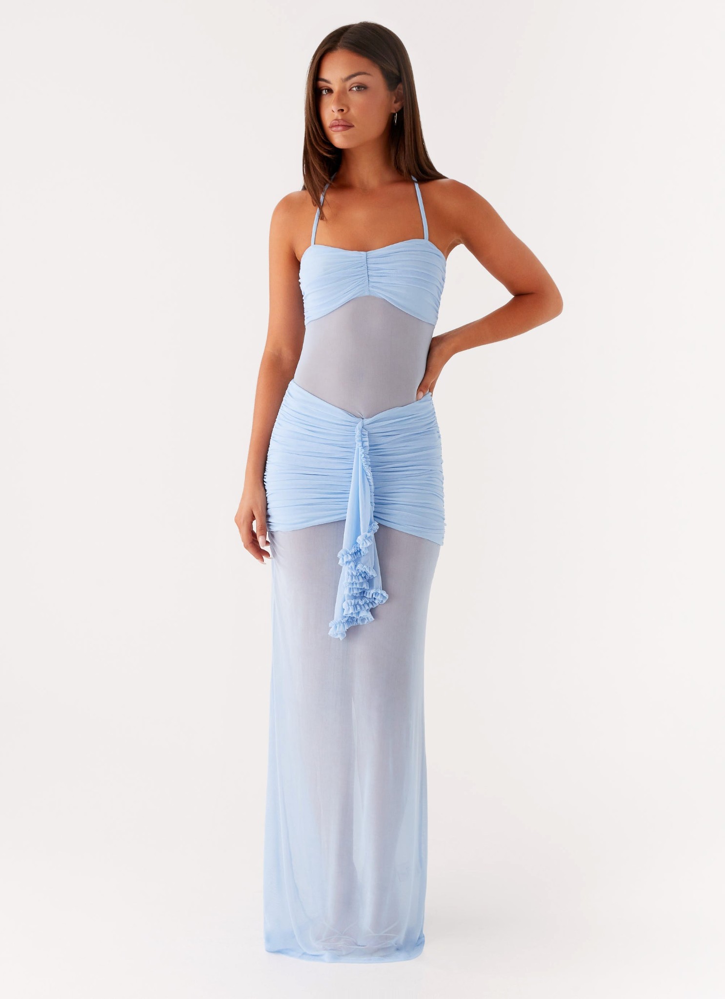 Peppermayo Lily Halter Maxi Dress Blue