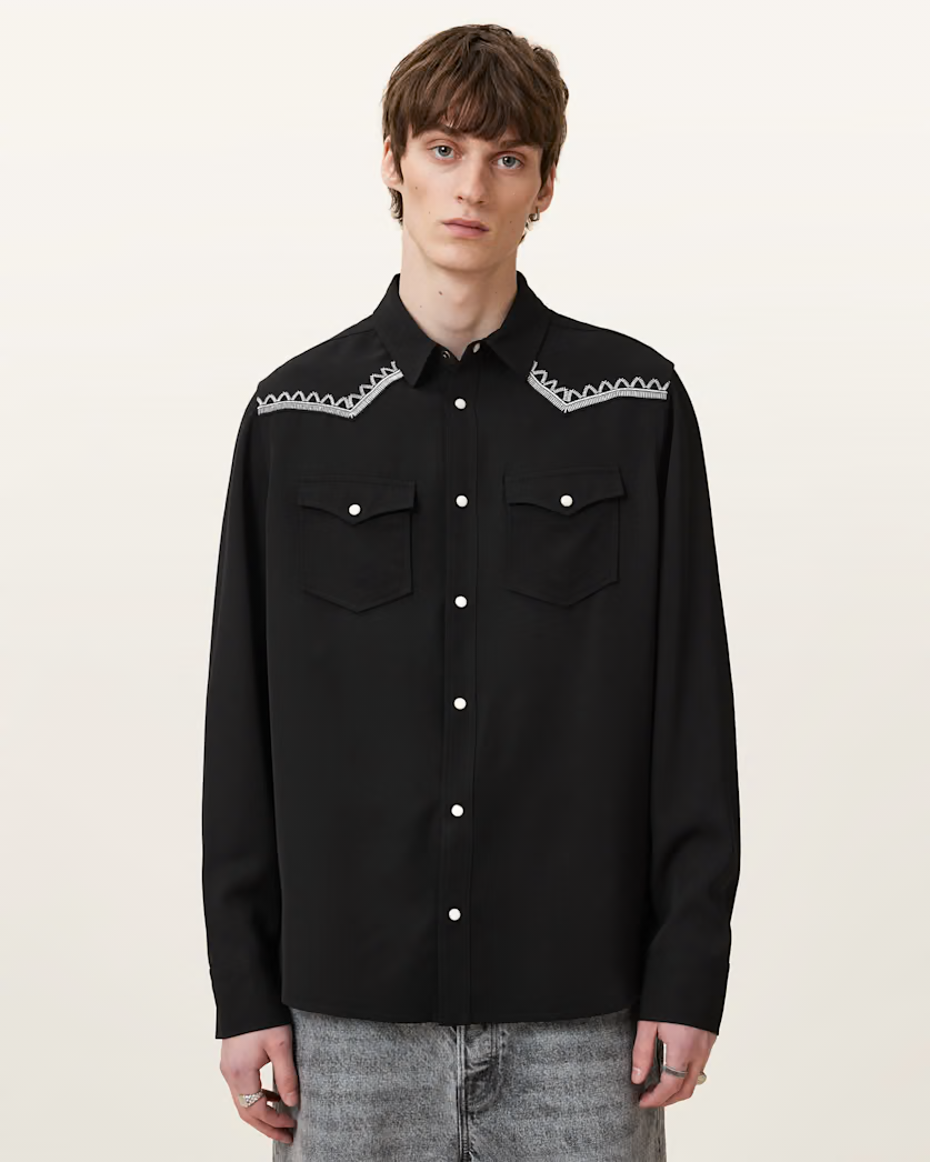 All Saints Black Long Sleeve Shirt