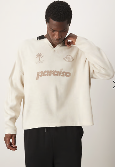 ASOS knitted oversized sports chest print jumper